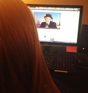 Coronado student watches Hugh Oliver on Youtube.  Photo by Izzy Schmidt