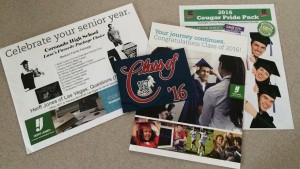 The graduation committee encourages students to pick up a graduation packet in Mrs. Delgado’s office for a free sample of the award-winning announcement designed by students. Photo by Karissa Erven