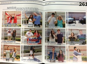 Last year's 'two Senior Signatures' spreads featured 48 seniors in 24 categories with runners up listed as well. (Photo by Amaya Hunsberger)