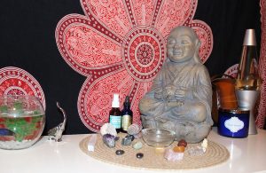 Different aromatherapy scents and chakra stones are known to help meditators get in their zen. Photo by Rayne Hayes