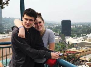 While enjoying a visit to Universal Studios, Hollywood, Lauren Abercrombie, 12, embraces her brother Mason Abercrombie,10. Photo courtesy of Lauren Abercrombie