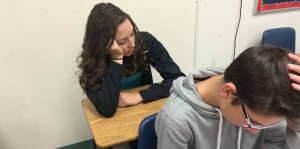 After a hard night of homework, Hannah Grossman, 10, struggles to stay awake in class. Photo by Rayne Hayes