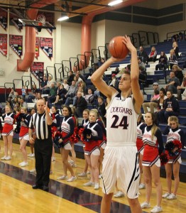 Jake DesJardins, junior, shoots from the wing during the basketball game against  the Bengals on Mon. December 8. (Photo by Karriem Beyah)